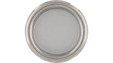 Muschel Langen Stahl alufarbig pulverbeschichtet nickel glänzend - 26 mm lang  vor weißem Hintergrund
