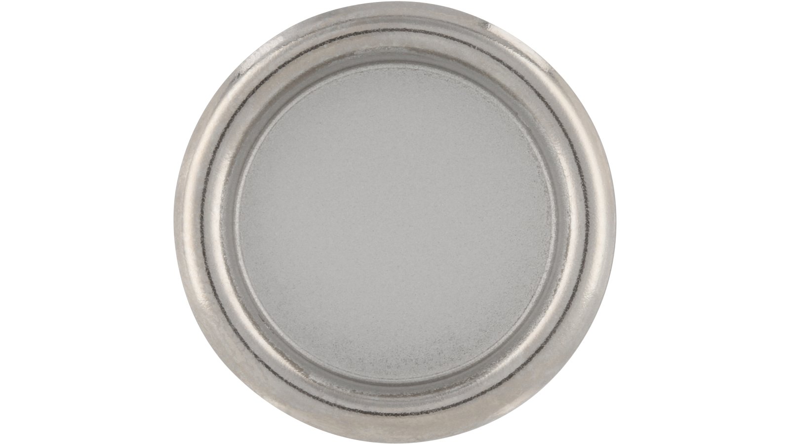 Muschel Langen Stahl alufarbig pulverbeschichtet nickel glänzend - 26 mm lang  vor weißem Hintergrund