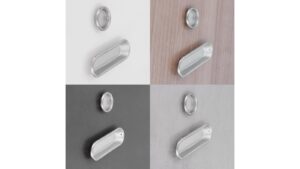 Muschel Langen Stahl alufarbig pulverbeschichtet nickel glänzend - 26 mm lang  vor weißem Hintergrund