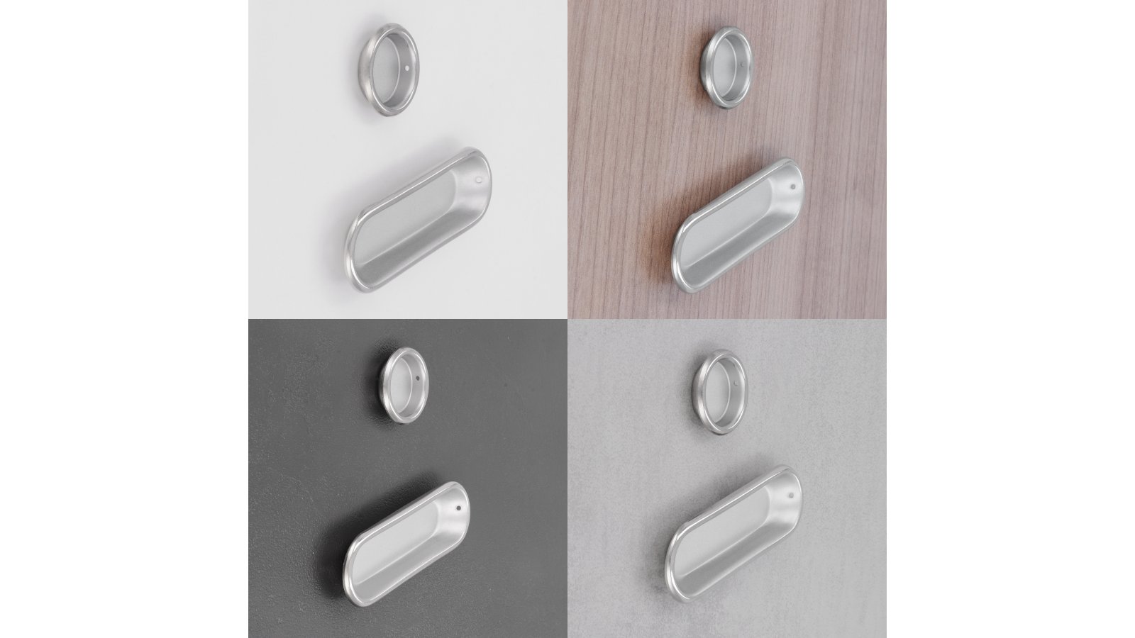 Muschel Langen Stahl alufarbig pulverbeschichtet nickel glänzend - 26 mm lang  vor weißem Hintergrund