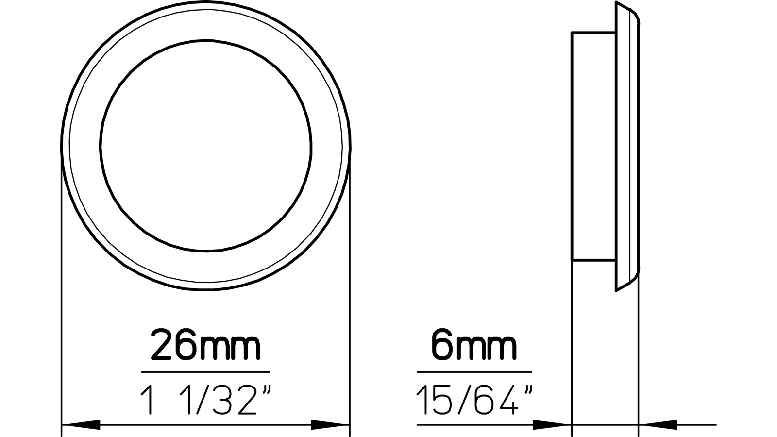 Muschel Langen Stahl alufarbig pulverbeschichtet nickel glänzend - 26 mm lang  vor weißem Hintergrund