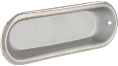 Muschel Langen Stahl alufarbig pulverbeschichtet nickel glänzend - 76 mm lang  vor weißem Hintergrund