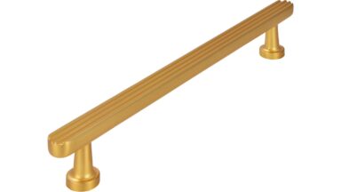 Stangengriff Georgsmarienhütte Druckguss gold matt gebürstet - 198 mm lang vor weißem Hintergrund