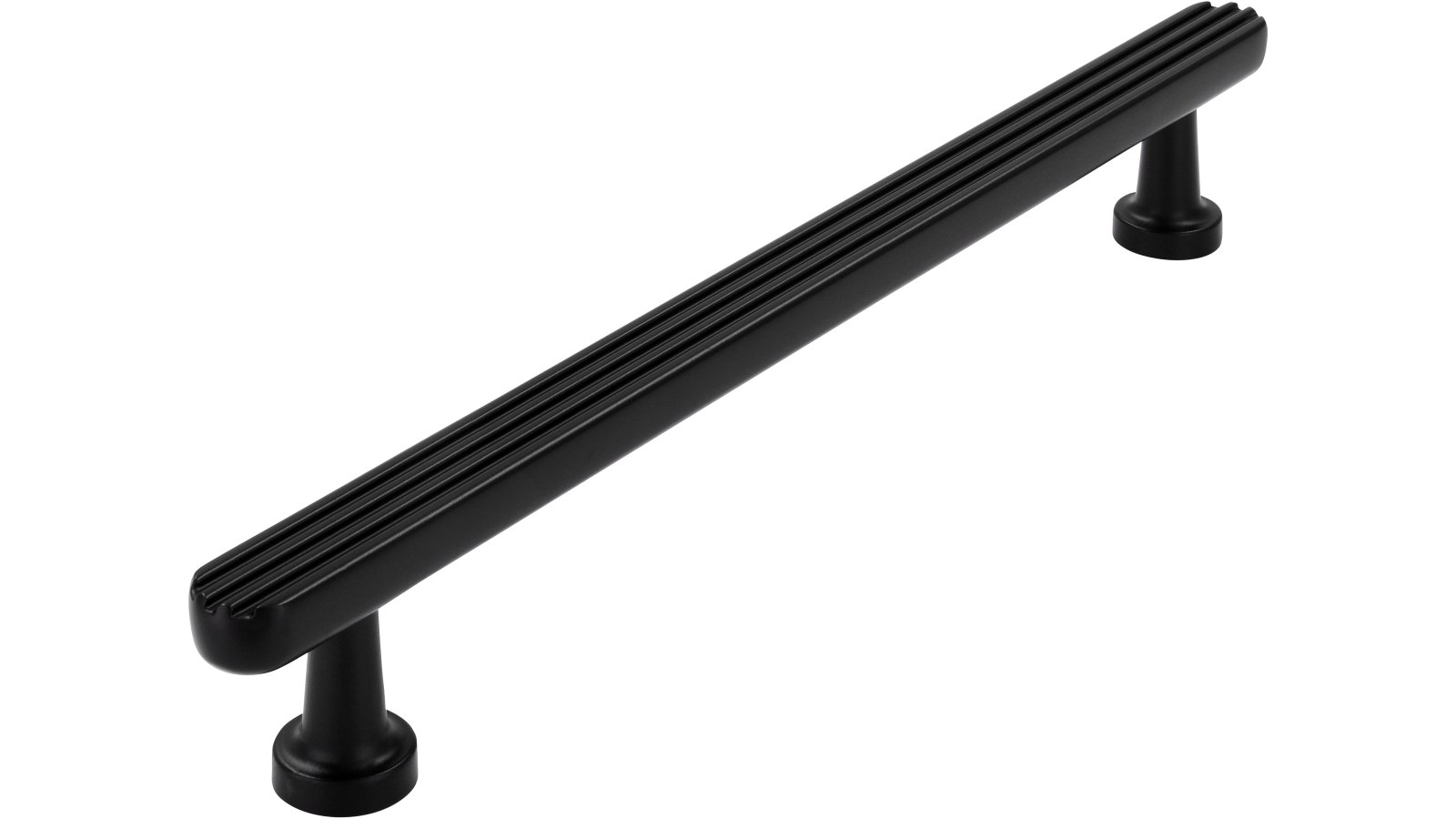 Stangengriff-Georgsmarienhuette-schwarz-Zinkdruckguss-laenge-198-894148 Stangengriff Georgsmarienhütte Druckguss schwarz matt pulverbeschichtet - 198 mm lang vor weißem Hintergrund