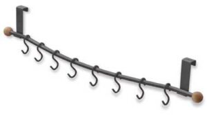 Türgarderobe Rottweil Stahl - Holz umbragrau metallic pulverbeschichtet ahorn natur lackiert - 645 mm lang  vor weißem Hintergrund