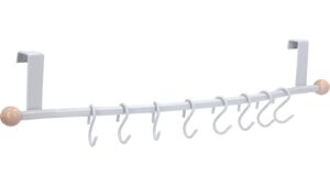 Türgarderobe Rottweil Stahl - Holz silbergrau metallic pulverbeschichtet ahorn natur lackiert - 645 mm lang  vor weißem Hintergrund