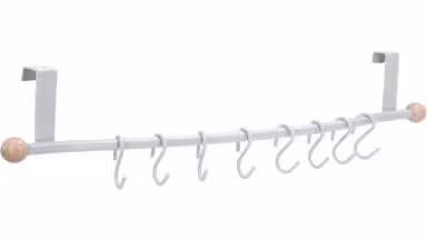 Türgarderobe Rottweil Stahl - Holz silbergrau metallic pulverbeschichtet ahorn natur lackiert - 645 mm lang  vor weißem Hintergrund