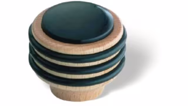 Türstopper Philippsburg Holz - Kunststoff buche natur lackiert schwarz - 41 mm lang vor weißem Hintergrund