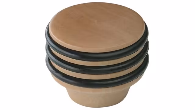 Türstopper Rielasingen-Worblingen Holz - Kunststoff erle natur lackiert schwarz - 41 mm lang vor weißem Hintergrund