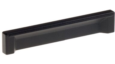 Griffleiste Bad Bevensen Metall - Schwarz Struktur Pulverbeschichtung - 108 mm lang  vor weißem Hintergrund