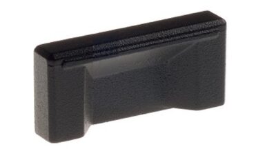 Griffleiste Bad Bevensen Metall - Schwarz Struktur Pulverbeschichtung - 42 mm lang vor weißem Hintergrund