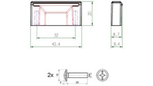 Griffleiste Bad Bevensen Metall - Schwarz Struktur Pulverbeschichtung - 42 mm lang  vor weißem Hintergrund