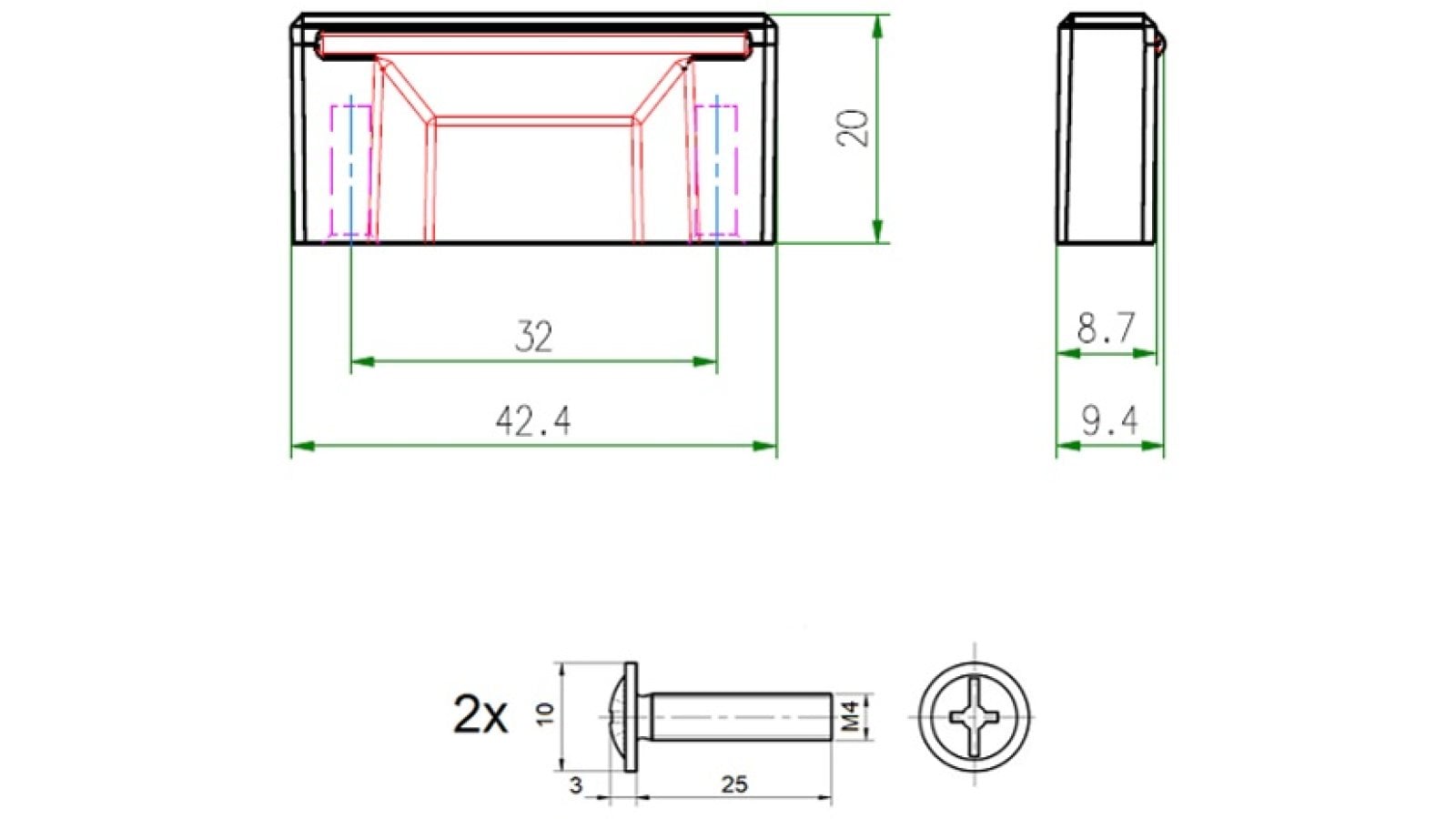 Griffleiste Bad Bevensen Metall - Schwarz Struktur Pulverbeschichtung - 42 mm lang  vor weißem Hintergrund