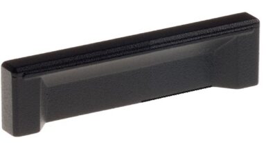 Griffleiste Bad Bevensen Metall - Schwarz Struktur Pulverbeschichtung - 74 mm lang vor weißem Hintergrund