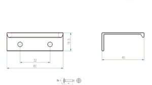 Griffleiste Barleben aluminium - Schwarz Struktur Pulverbeschichtung - 52 mm lang  vor weißem Hintergrund