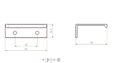 Griffleiste Barleben aluminium - Schwarz Struktur Pulverbeschichtung - 52 mm lang  vor weißem Hintergrund