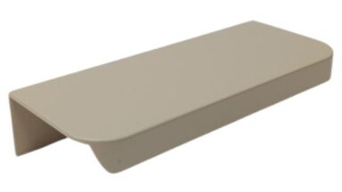 Griffleiste Breckerfeld aluminium - Beige matt Pulverbeschichtung PBA Radius R10 - 84 mm lang vor weißem Hintergrund