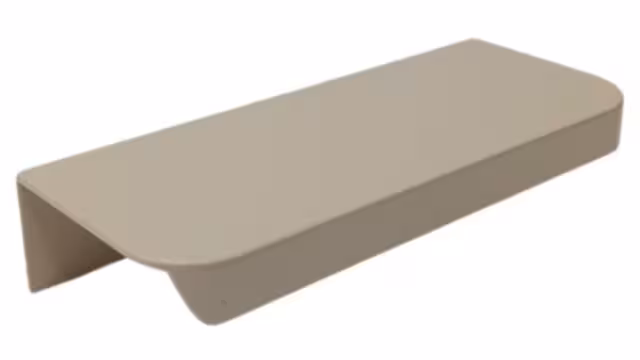 Griffleiste Breckerfeld aluminium - Beige matt Pulverbeschichtung PBA Radius R10 - 84 mm lang  vor weißem Hintergrund