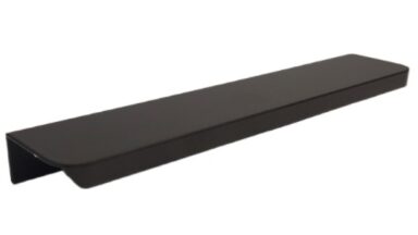Griffleiste Breckerfeld aluminium - Schwarz matt pulverbeschichtet B50 Radius R10 - 180 mm lang vor weißem Hintergrund