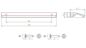 Griffleiste Heilsbronn Metall - Schwarz Struktur Pulverbeschichtung - 116 mm lang  vor weißem Hintergrund