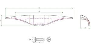 Griffleiste Mainhausen Metall - Schwarz Struktur Pulverbeschichtung - 182 mm lang  vor weißem Hintergrund