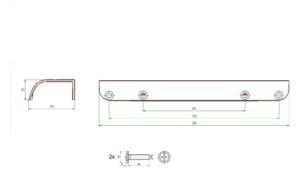 Griffleiste Ochsenhausen Metall - Schwarz matt Pulverbeschichtung - 180 mm lang  vor weißem Hintergrund