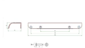 Griffleiste Ochsenhausen Metall - Weiß seidenmatt Pulverbeschichtung - 180 mm lang  vor weißem Hintergrund