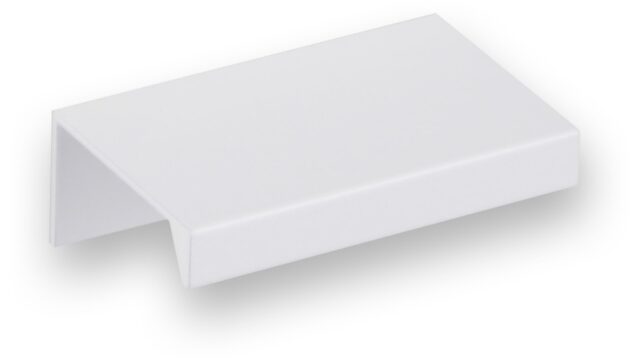 Griffleiste Schaafheim aluminium - Weiß seidenmatt Pulverbeschichtung - 52 mm lang vor weißem Hintergrund