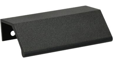 Griffleiste Sinntal Metall - Schwarz Struktur Pulverbeschichtung - 84 mm lang vor weißem Hintergrund