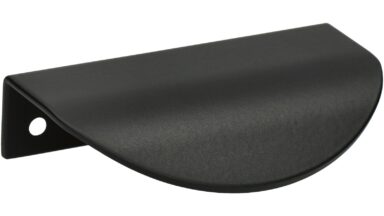 Griffleiste Storkow Metall - schwarz halbmatte Pulver - 80 mm lang  vor weißem Hintergrund