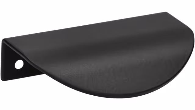 Griffleiste Storkow Metall - schwarz halbmatte Pulver - 80 mm lang  vor weißem Hintergrund