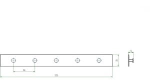 Hakenleiste Fuldabrück Metall - Schwarz matt Pulverbeschichtung - 335 mm lang  vor weißem Hintergrund