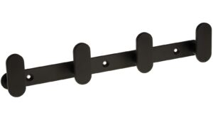 Hakenleiste Waldfeucht Metall - Schwarz matt Pulverbeschichtung - 260 mm lang  vor weißem Hintergrund