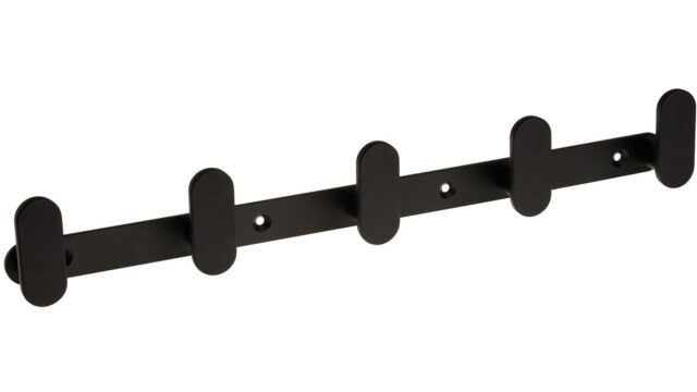 Hakenleiste Waldfeucht Metall - Schwarz matt Pulverbeschichtung - 340 mm lang vor weißem Hintergrund