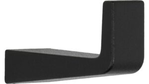 Haken Altlandsberg Metall - Schwarz Struktur Pulverbeschichtung - 45 mm lang  vor weißem Hintergrund