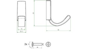Haken Bad Frankenhausen Metall - Schwarz matt Pulverbeschichtung - 43 mm lang  vor weißem Hintergrund