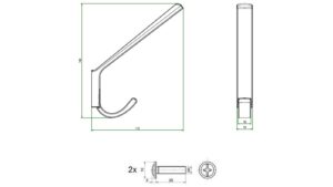 Haken Bad Liebenzell Metall - Schwarz matt Pulverbeschichtung - 113 mm lang  vor weißem Hintergrund