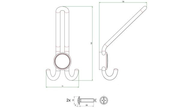 Haken Bad Schmiedeberg Metall - Schwarz matt Pulverbeschichtung - 108 mm lang  vor weißem Hintergrund