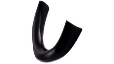 Haken Barth Metall - Schwarz seidenmatt Pulverbeschichtung - 52 mm lang  vor weißem Hintergrund