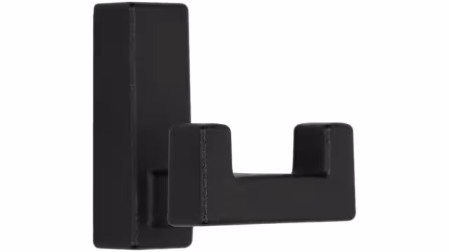 Haken Flieden Metall - Schwarz Struktur Pulverbeschichtung - 50 mm lang vor weißem Hintergrund