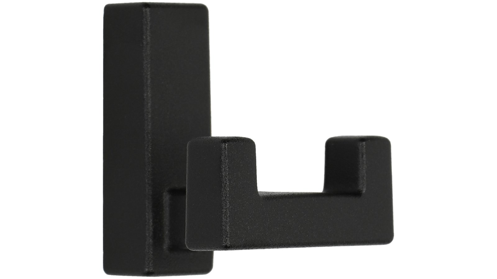 Haken Flieden Metall - Schwarz Struktur Pulverbeschichtung - 50 mm lang  vor weißem Hintergrund