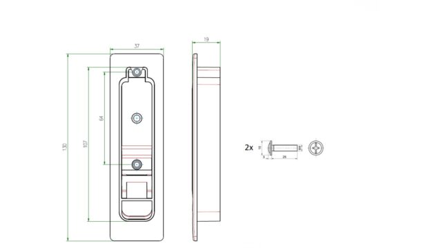 Haken Helmbrechts Kunststoff - verchromt, matt galvanisiert - 131 mm lang  vor weißem Hintergrund