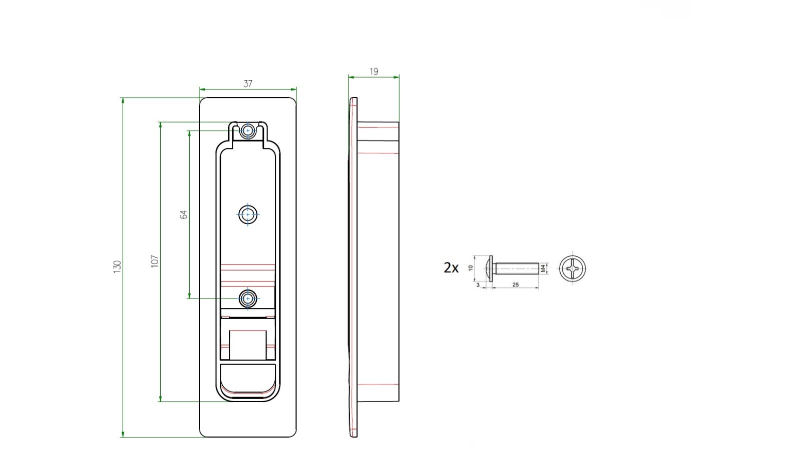 Haken Helmbrechts Kunststoff - verchromt, matt galvanisiert - 131 mm lang  vor weißem Hintergrund