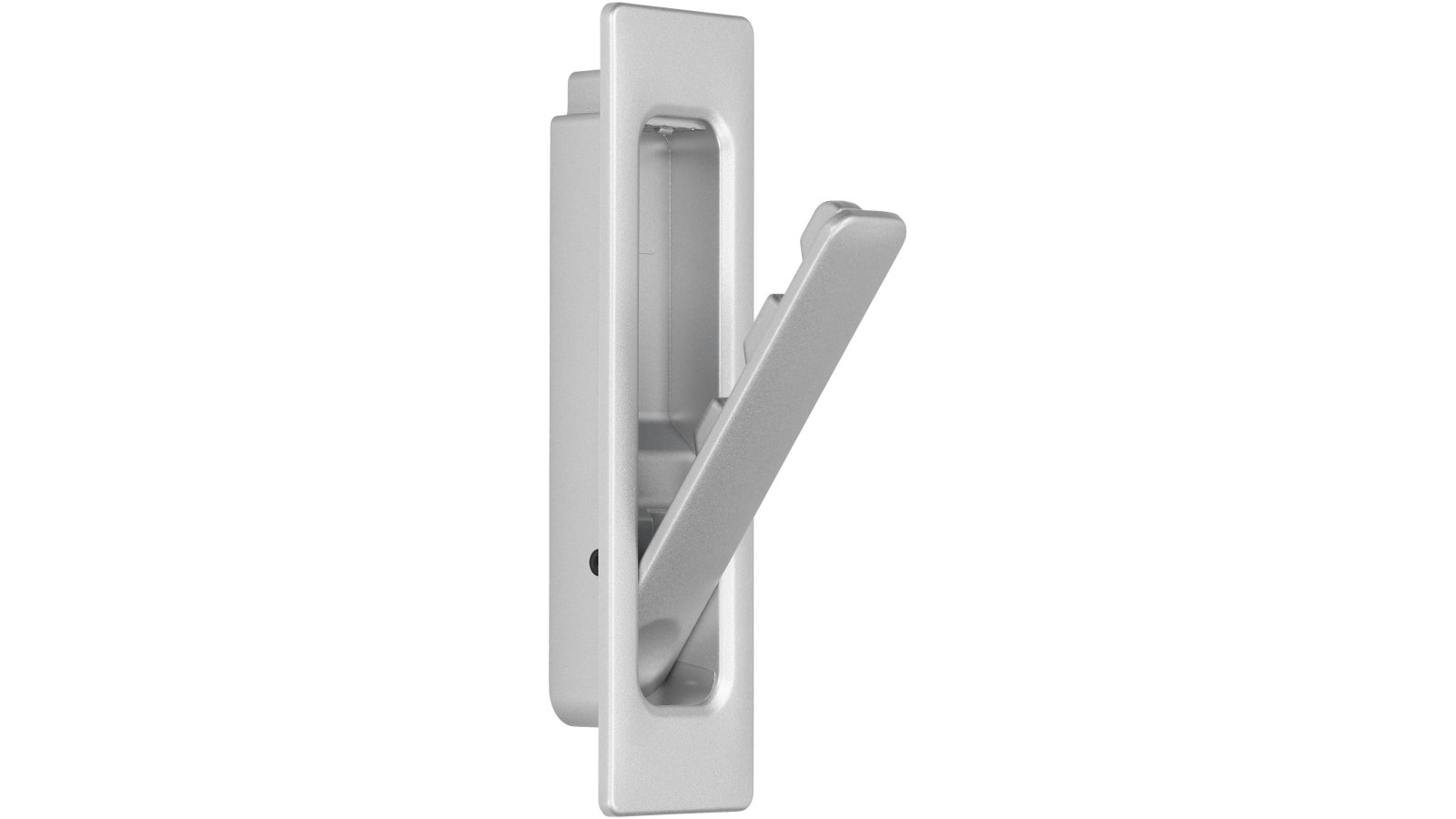 Haken Helmbrechts Kunststoff - verchromt, matt galvanisiert - 131 mm lang  vor weißem Hintergrund