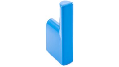 Haken Hemmoor Metall - Blaues Halbglanzpulver - 45 mm lang  vor weißem Hintergrund