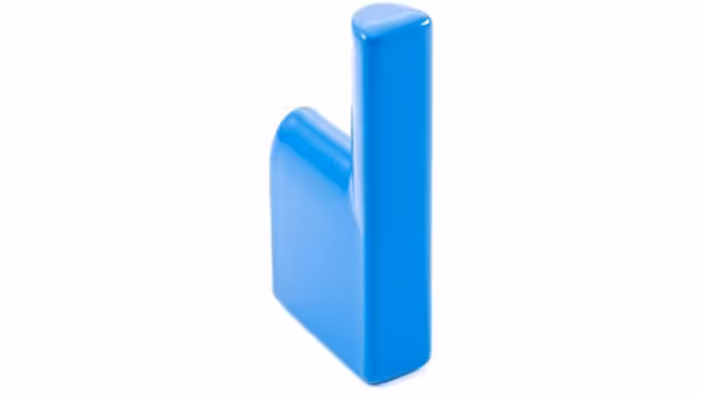 Haken Hemmoor Metall - Blaues Halbglanzpulver - 45 mm lang vor weißem Hintergrund