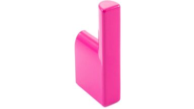 Haken Hemmoor Metall - Rosa seiden glänzend Pulverbeschichtung - 45 mm lang vor weißem Hintergrund