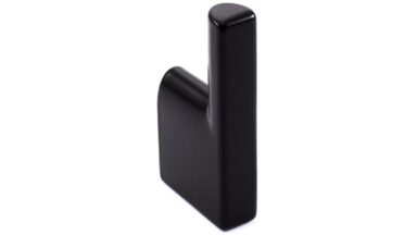 Haken Hemmoor Metall - Schwarz seidenmatt Pulverbeschichtung - 45 mm lang vor weißem Hintergrund