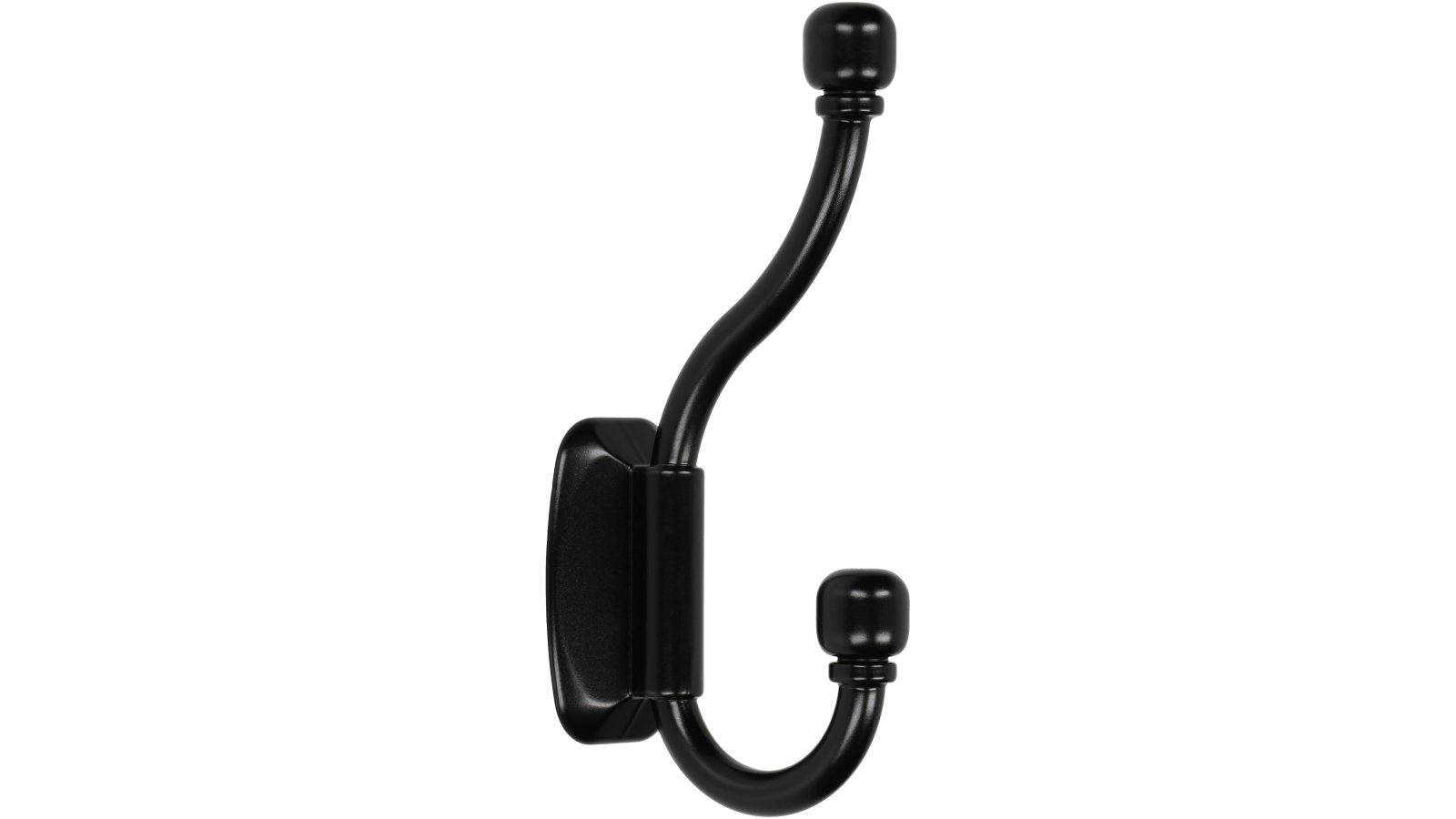 Haken Liederbach Metall - Schwarz seidenmatt Pulverbeschichtung - 61 mm lang  vor weißem Hintergrund