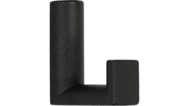 Haken March Metall - Schwarz Struktur Pulverbeschichtung - 33 mm lang vor weißem Hintergrund